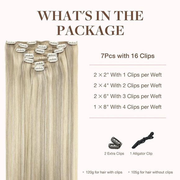 Clip in Hair Extensions Real Human Hair, Remy Human Hair Extensions Clip ins for - Picture 2 of 10